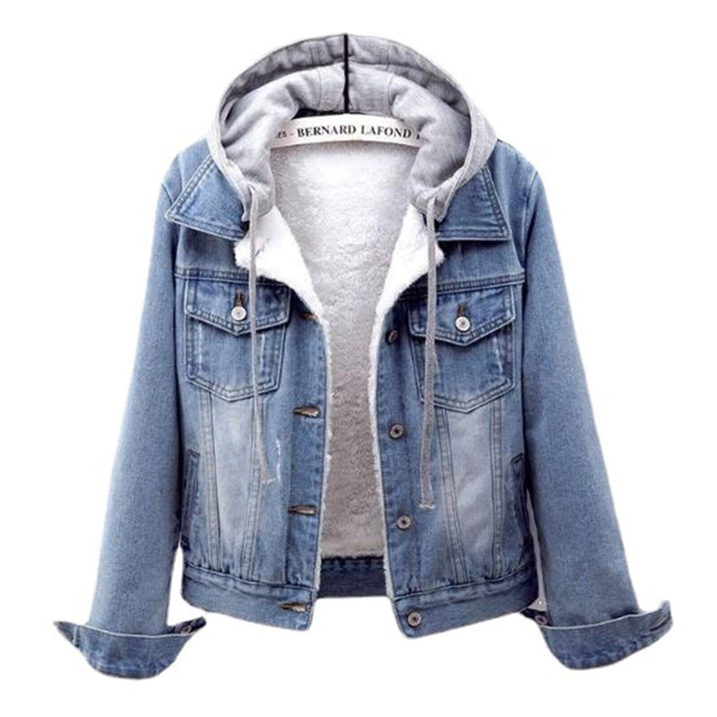 Plus Size Denim Jacket Hooded Modern & Comfortable