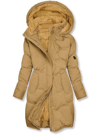 Women's Long Winter Coat Hooded Fleece Insulated