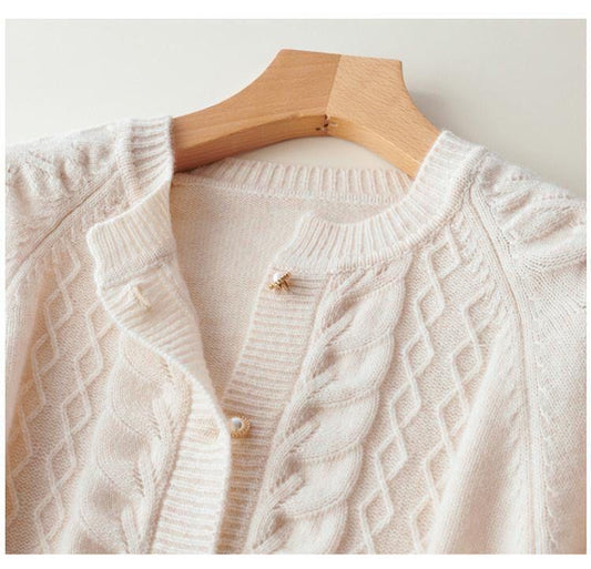 Stylish Strickjacke Stehkragen Modern Jacquard - IdealeKleiden