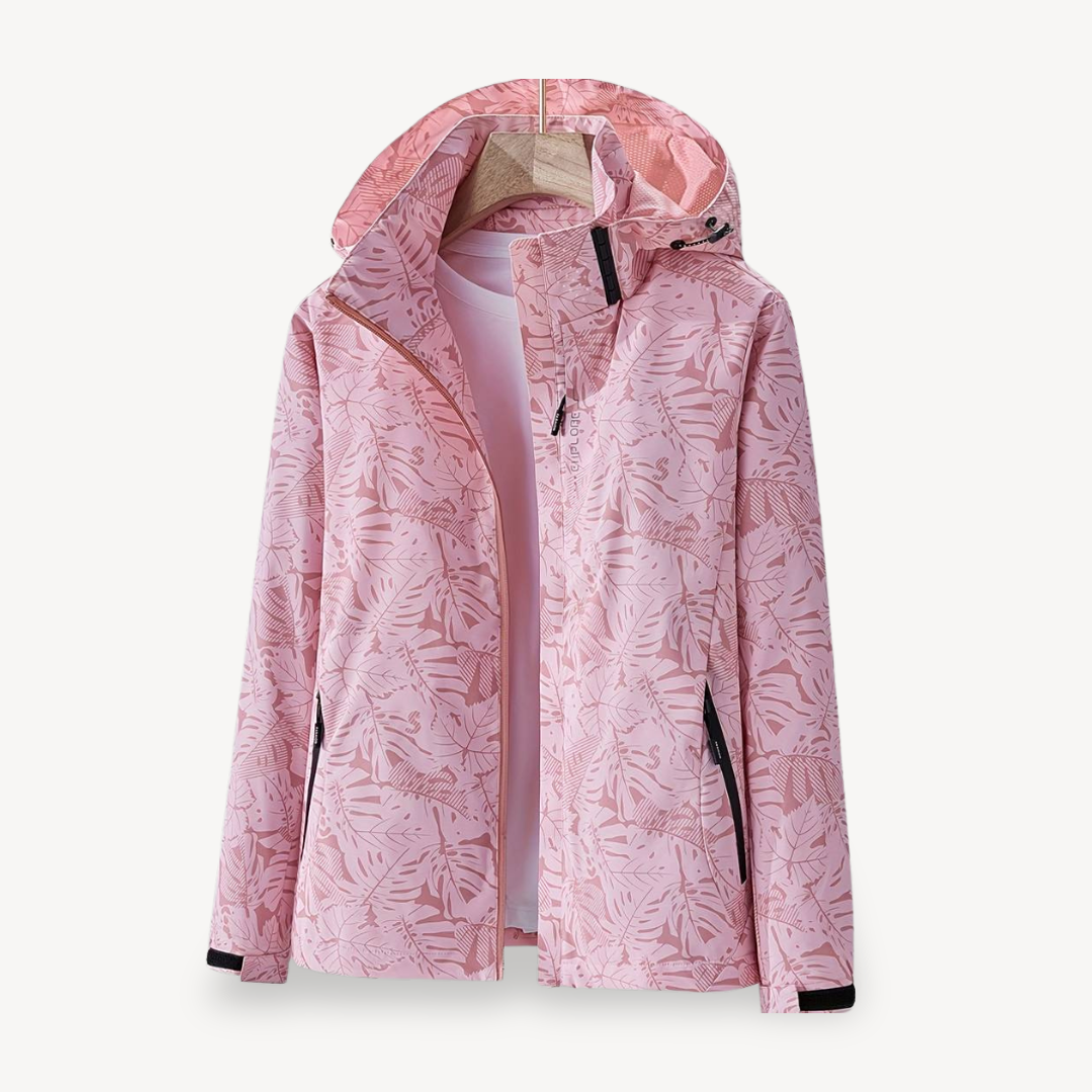 Waterproof Rain Jacket for Women - Leaf Pattern