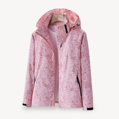 Waterproof Rain Jacket for Women - Leaf Pattern