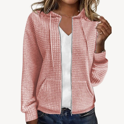 Women's Waffle Knit Zip-Up Hoodie