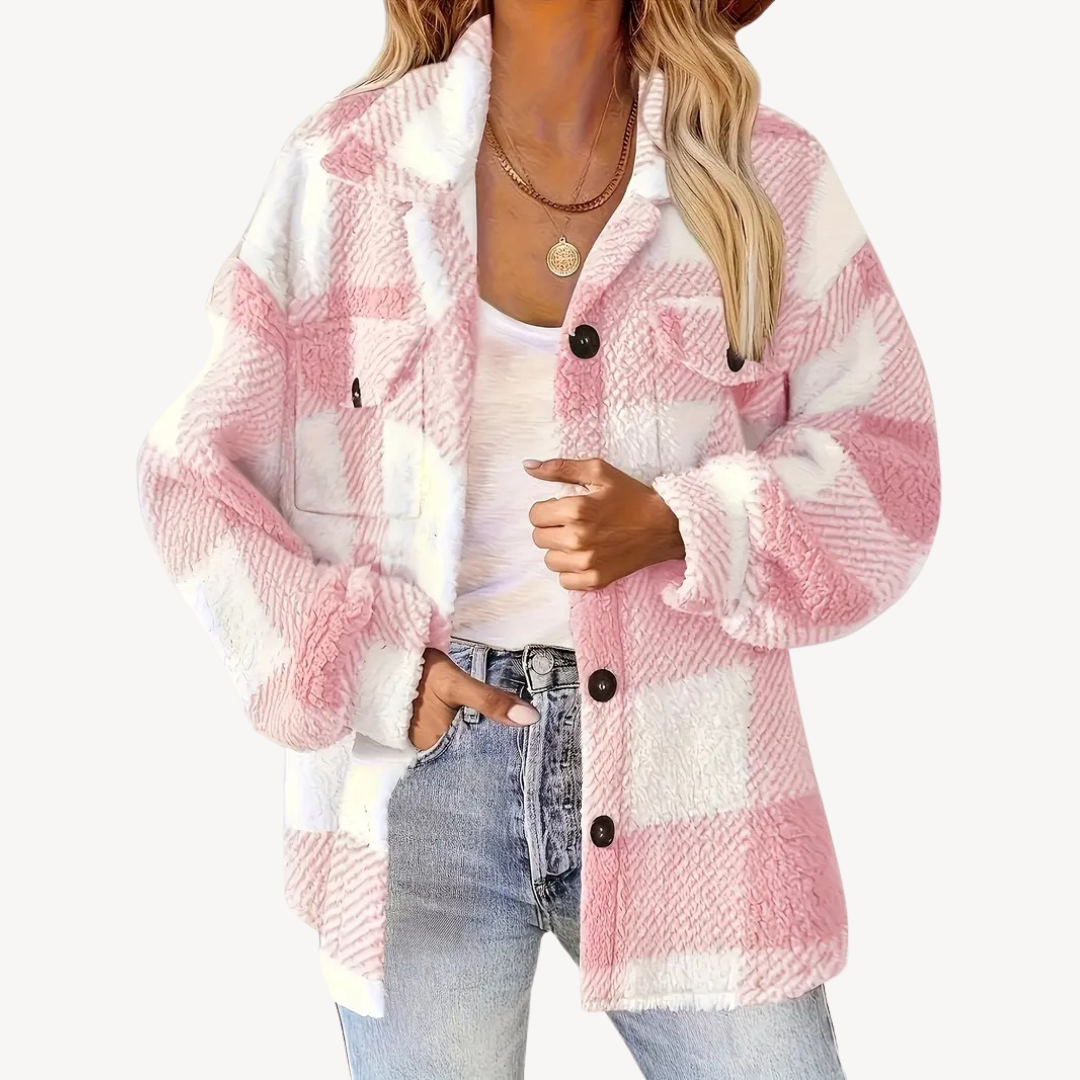 Stylish Plaid Fleece Jacket for Women