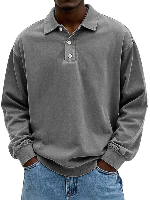 Men's Comfortable Long-Sleeve Polo Sweatshirt