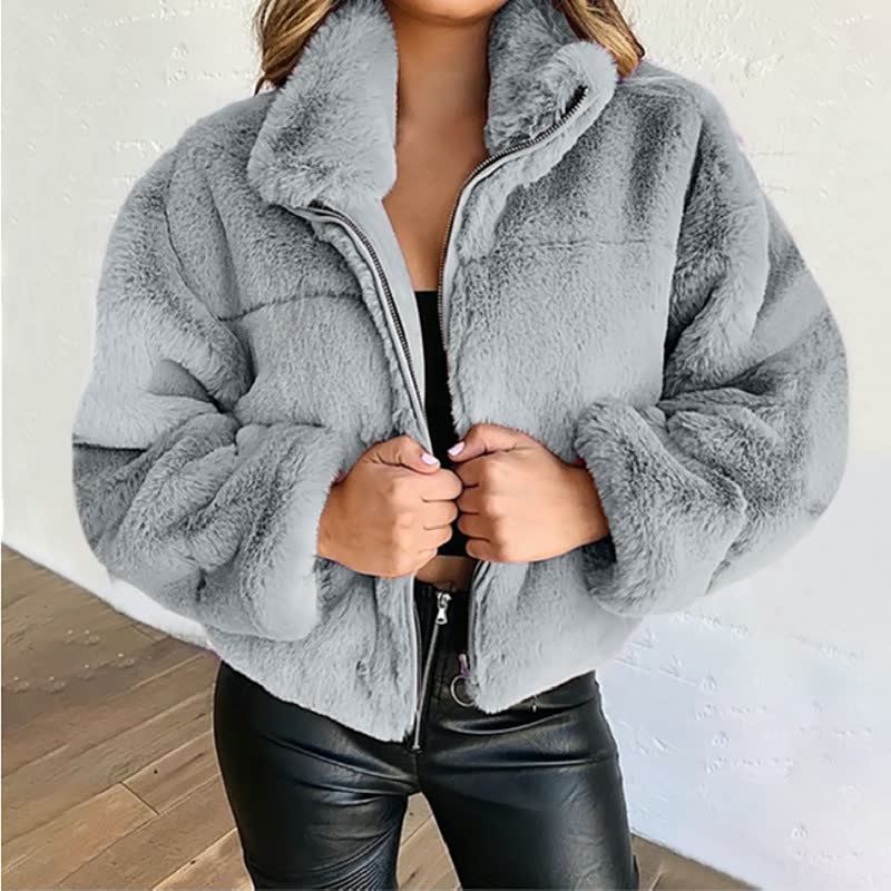 Cozy Faux Fur Jacket Winter Warm High Collar
