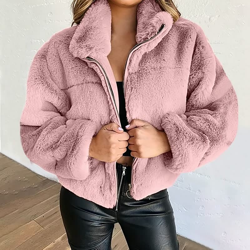 Cozy Faux Fur Jacket Winter Warm High Collar