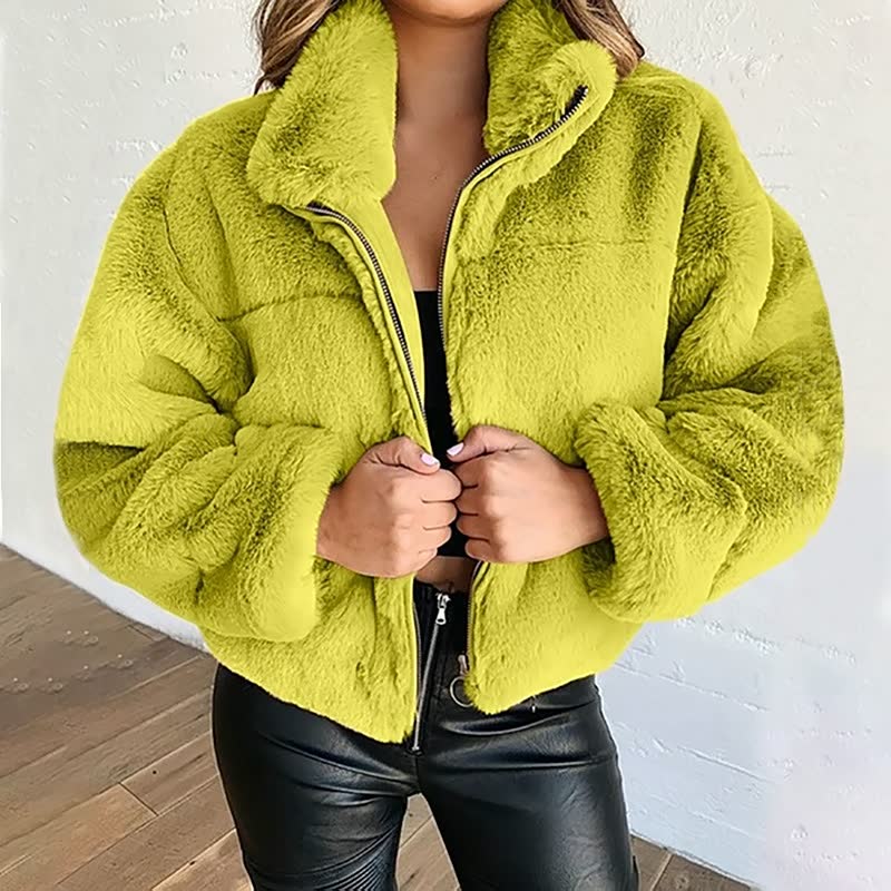 Cozy Faux Fur Jacket Winter Warm High Collar