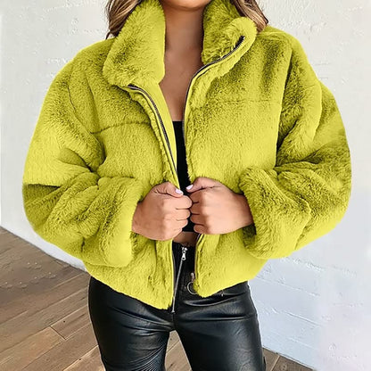 Cozy Faux Fur Jacket Winter Warm High Collar
