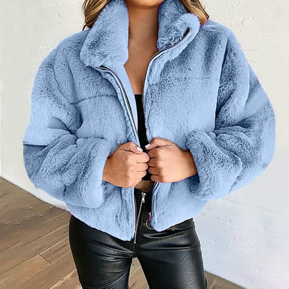 Cozy Faux Fur Jacket Winter Warm High Collar