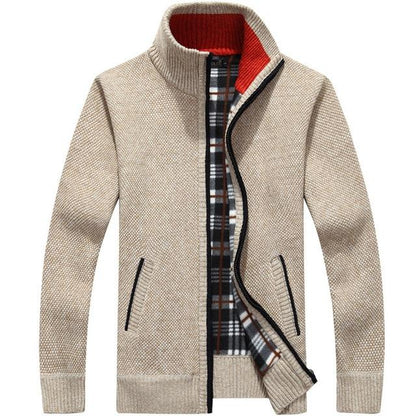 Herren Strickjacke Fleece Innenwarm