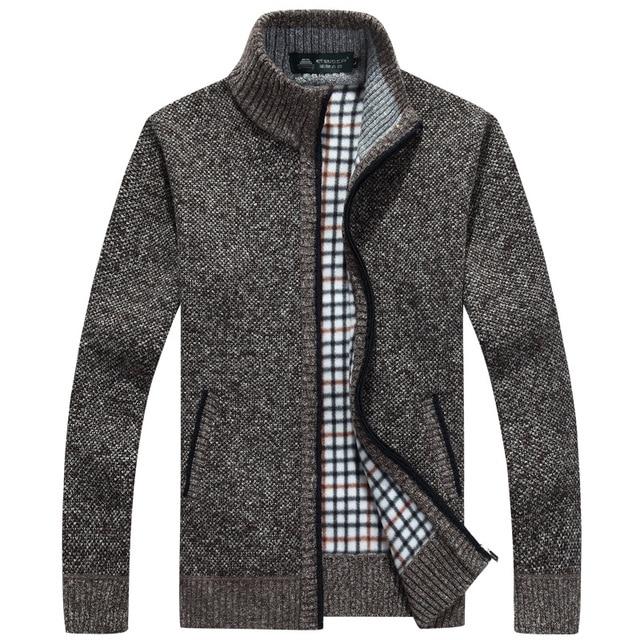 Herren Strickjacke Fleece Innenwarm