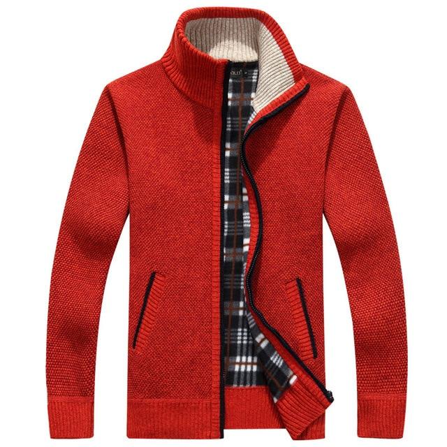 Herren Strickjacke Fleece Innenwarm