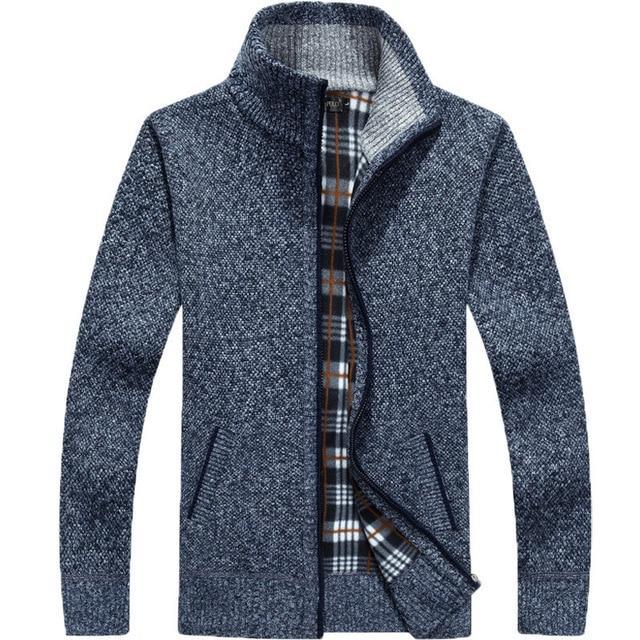Herren Strickjacke Fleece Innenwarm