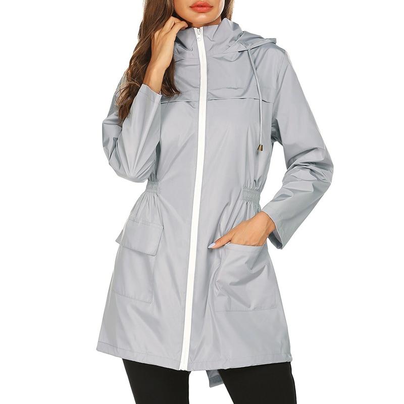Women's Waterproof Long Hooded Rain Jacket