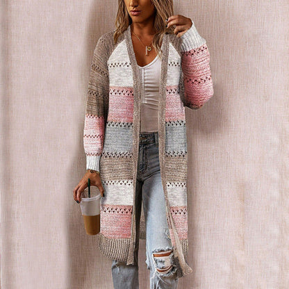 Women's Knitted Cardigan Autumn Long Striped