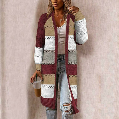 Women's Knitted Cardigan Autumn Long Striped