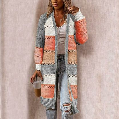 Women's Knitted Cardigan Autumn Long Striped
