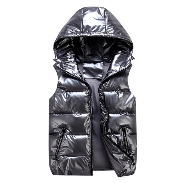 Down Vest Casual Shiny Water-Repellent