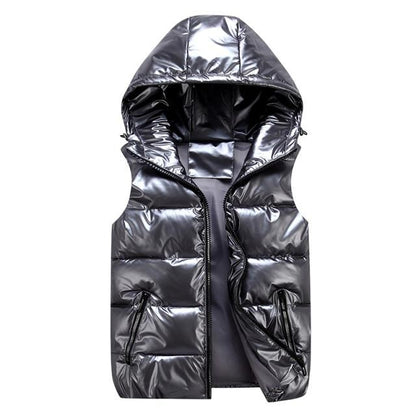 Down Vest Casual Shiny Water-Repellent