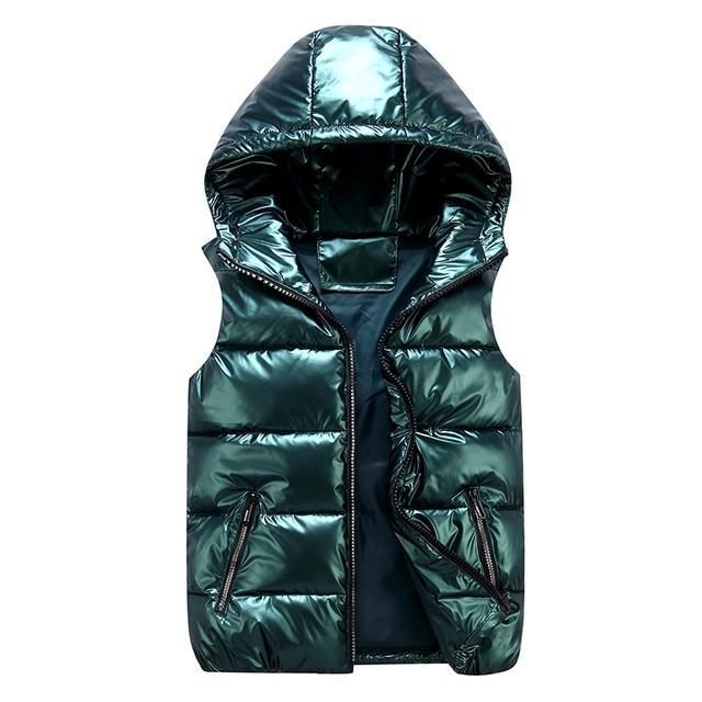 Down Vest Casual Shiny Water-Repellent