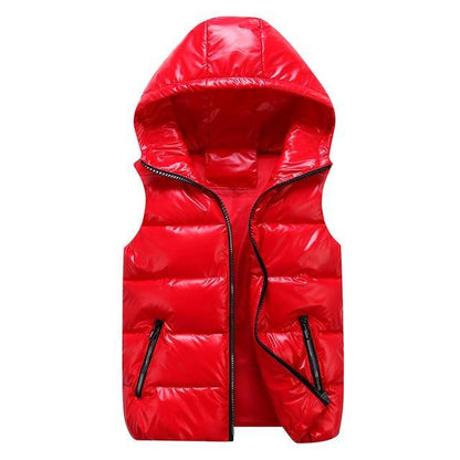 Down Vest Casual Shiny Water-Repellent