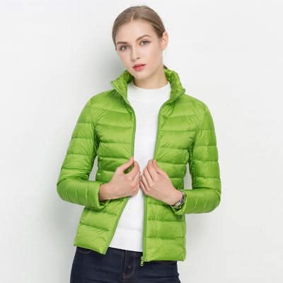 Women's Green Insulated Puffer Winter Jacket