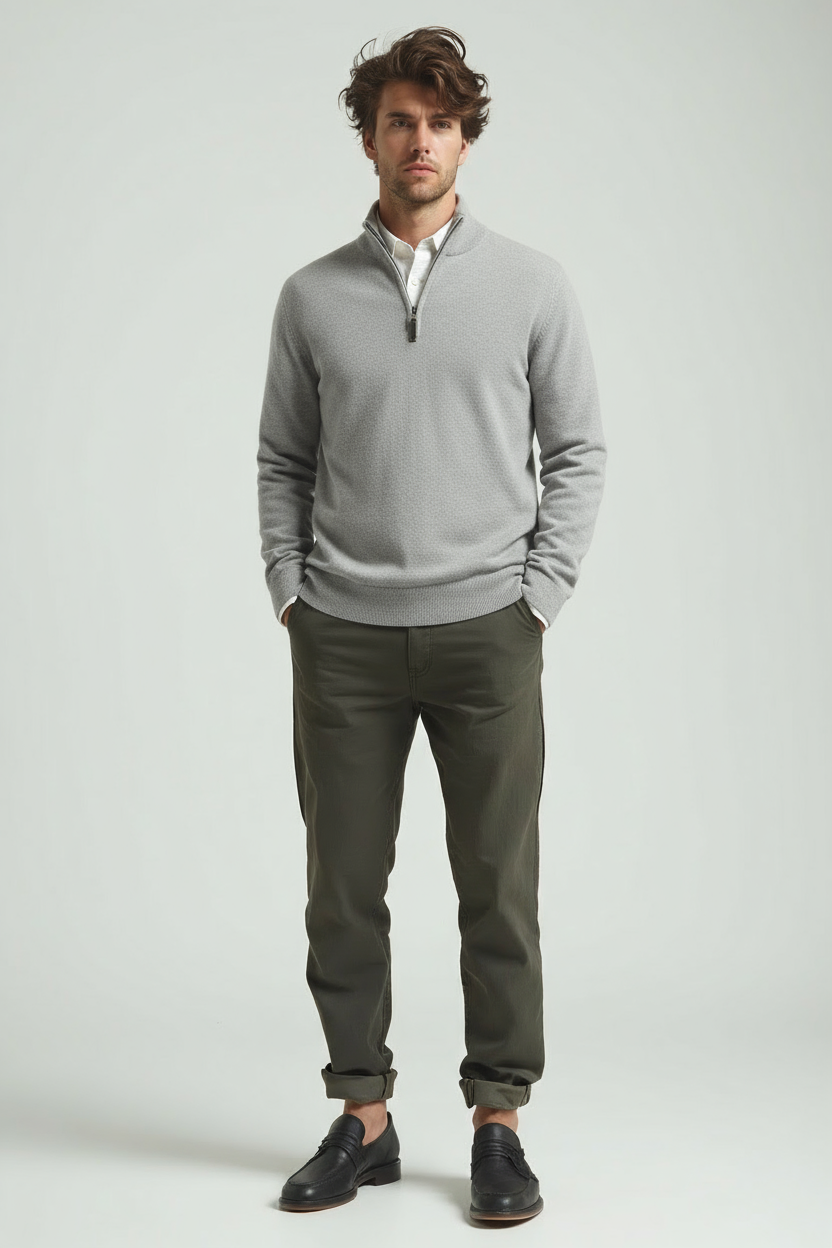 Herren Pullover Slim Fit Reißverschluss - IdealeKleiden