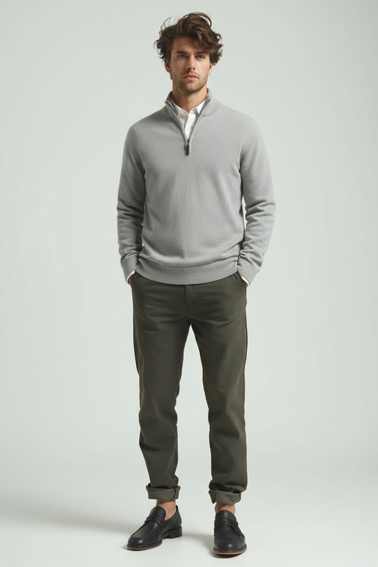 Herren Pullover Slim Fit Reißverschluss - IdealeKleiden