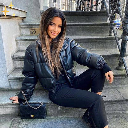 Kurze Damenwinterjacke Warm Puffer Style - IdealeKleiden