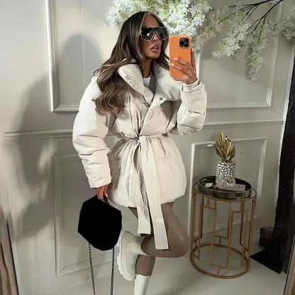 Women's Elegant Winter Jacket with Belt