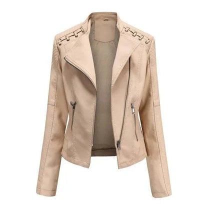 Stylish Women's Leather Jacket Punk Rock Look