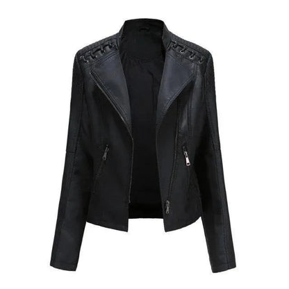 Stylish Women's Leather Jacket Punk Rock Look