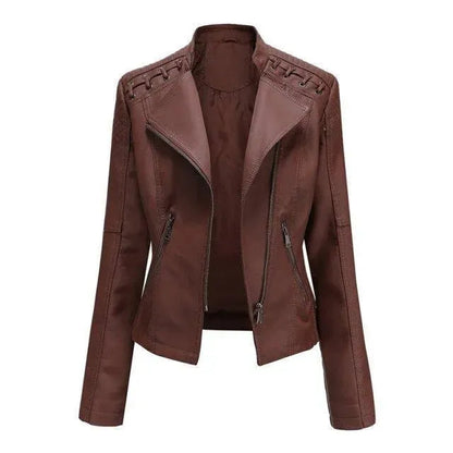 Stylish Women's Leather Jacket Punk Rock Look