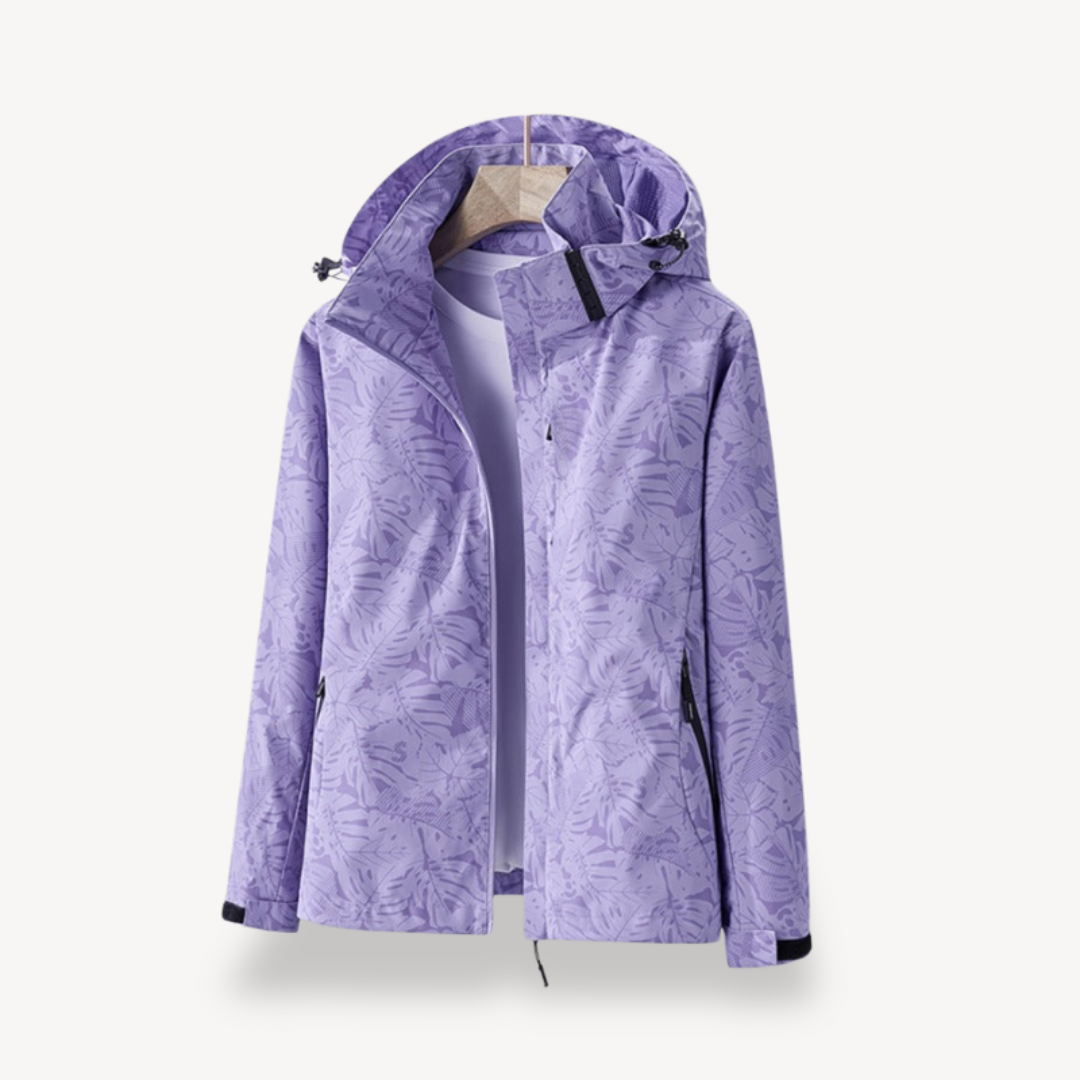 Waterproof Rain Jacket for Women - Leaf Pattern
