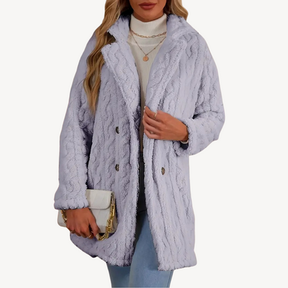 Women's Faux Fur Coat Double Breasted Elegant