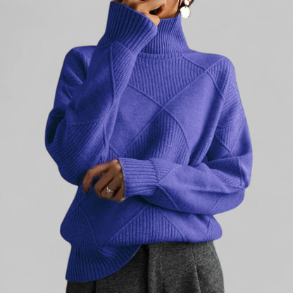 Women's Oversized Sweater Winter Pattern Turtleneck