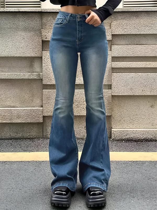 High-Waisted Women's Jeans with Flare Leg and Stretch