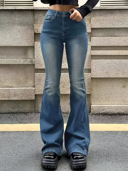 High-Waisted Women's Jeans with Flare Leg and Stretch