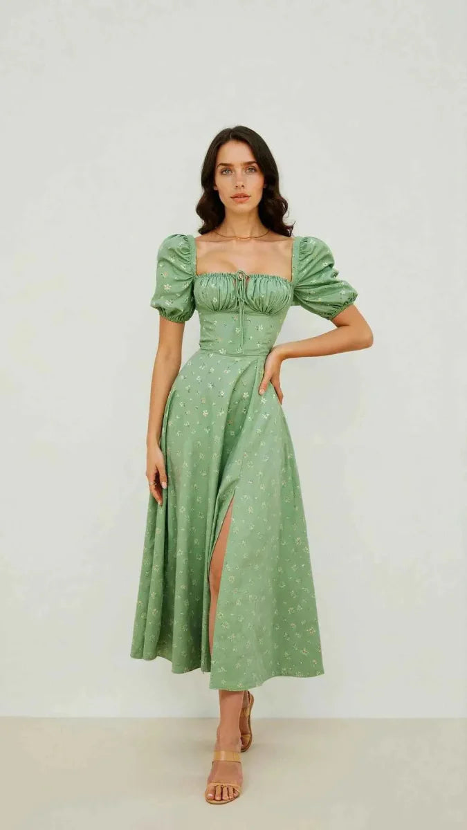 Shape-enhancing Midi Dress Square-neck dress