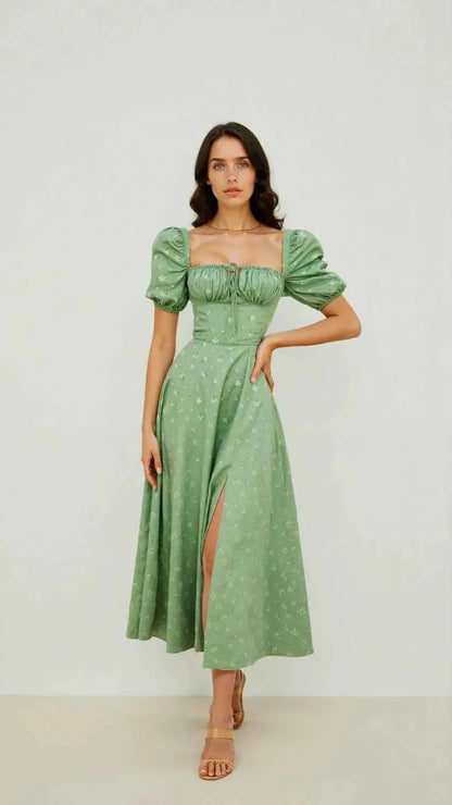 Shape-enhancing Midi Dress Square-neck dress