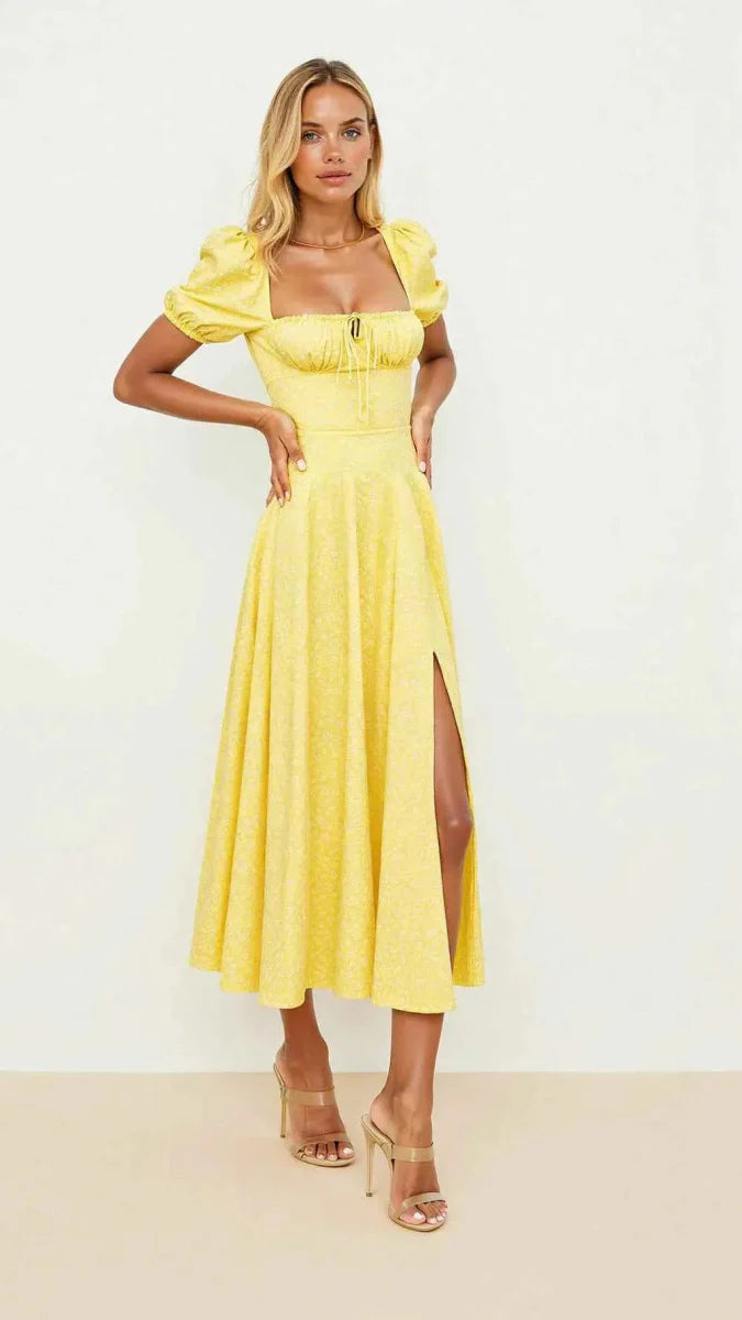 Shape-enhancing Midi Dress Square-neck dress