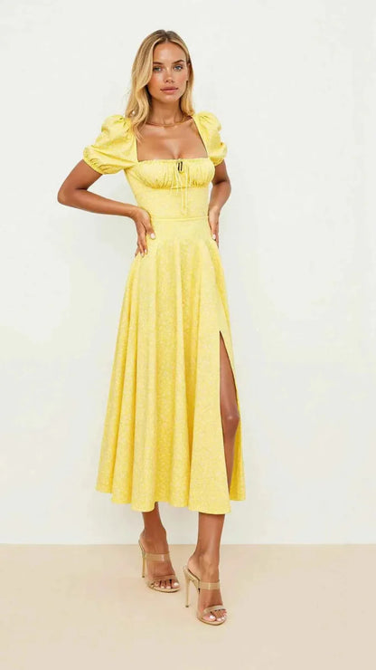 Shape-enhancing Midi Dress Square-neck dress