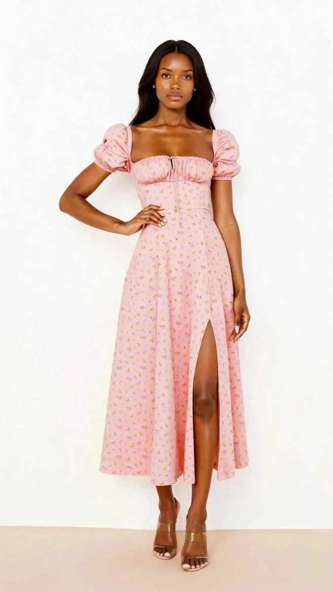 Shape-enhancing Midi Dress Square-neck dress