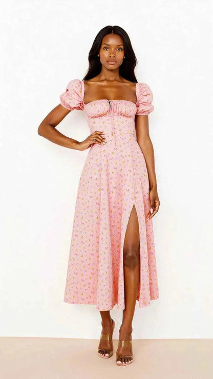 Shape-enhancing Midi Dress Square-neck dress