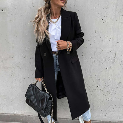 Elegant Women's Coat Wool Ankle-Length Tailored