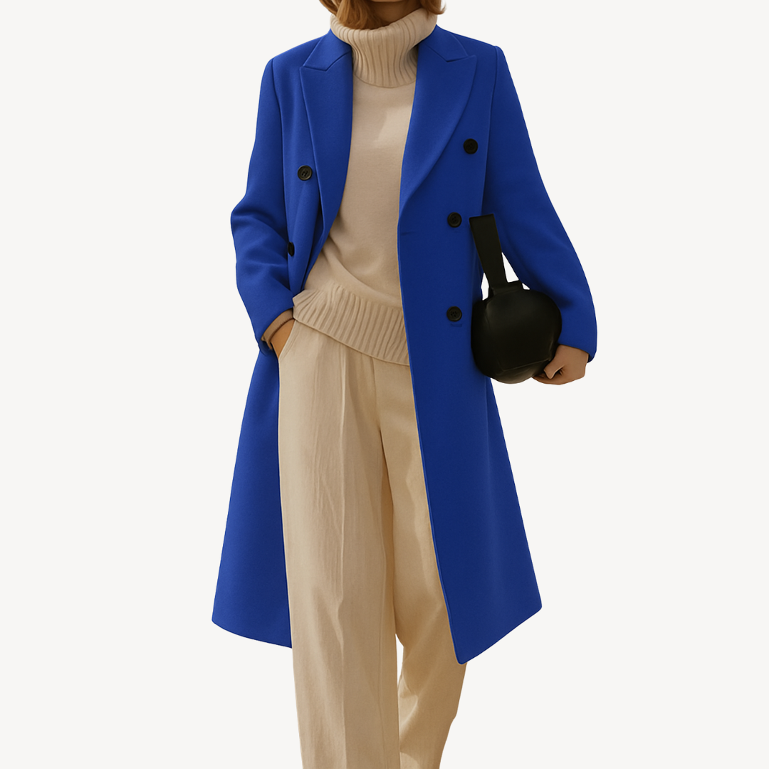 Elegant women's double-breasted winter coat