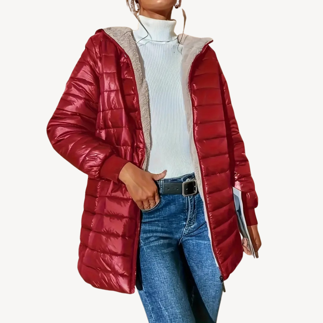 Women's Quilted Jacket Faux Fur Lining Warm