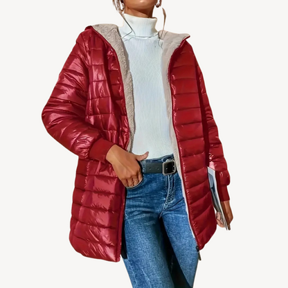 Women's Quilted Jacket Faux Fur Lining Warm