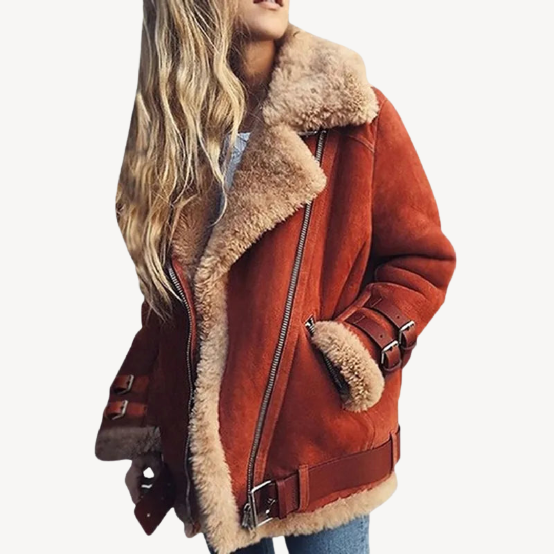 Women's Warm Lined Biker Leather Jacket