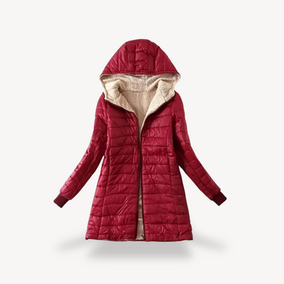Women's Hooded Puffer Winter Coat with Sherpa Lining